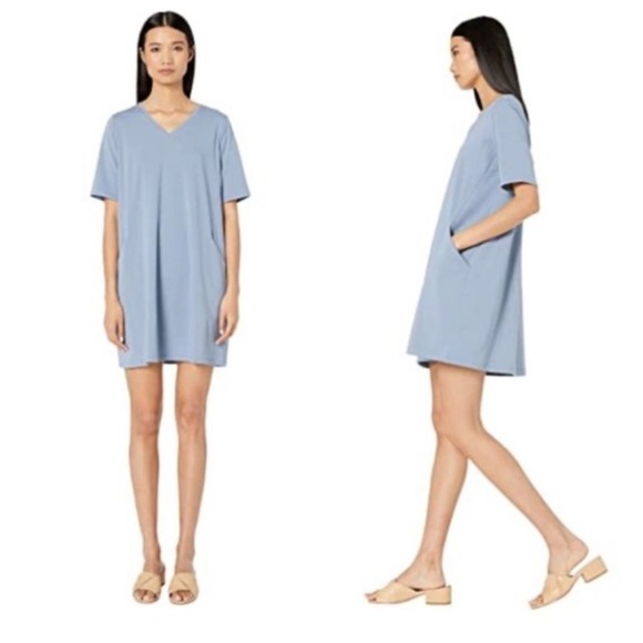 EILEEN FISHER Organic Cotton Stretch V-Neck Dress Size XXS - Picture 2 of 10